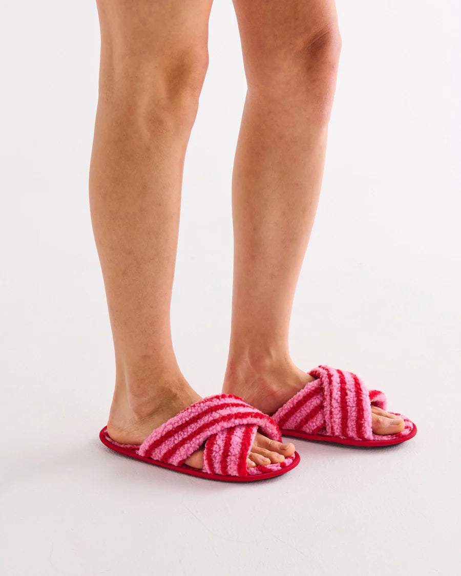 Candy Stripe Sherpa Slippers