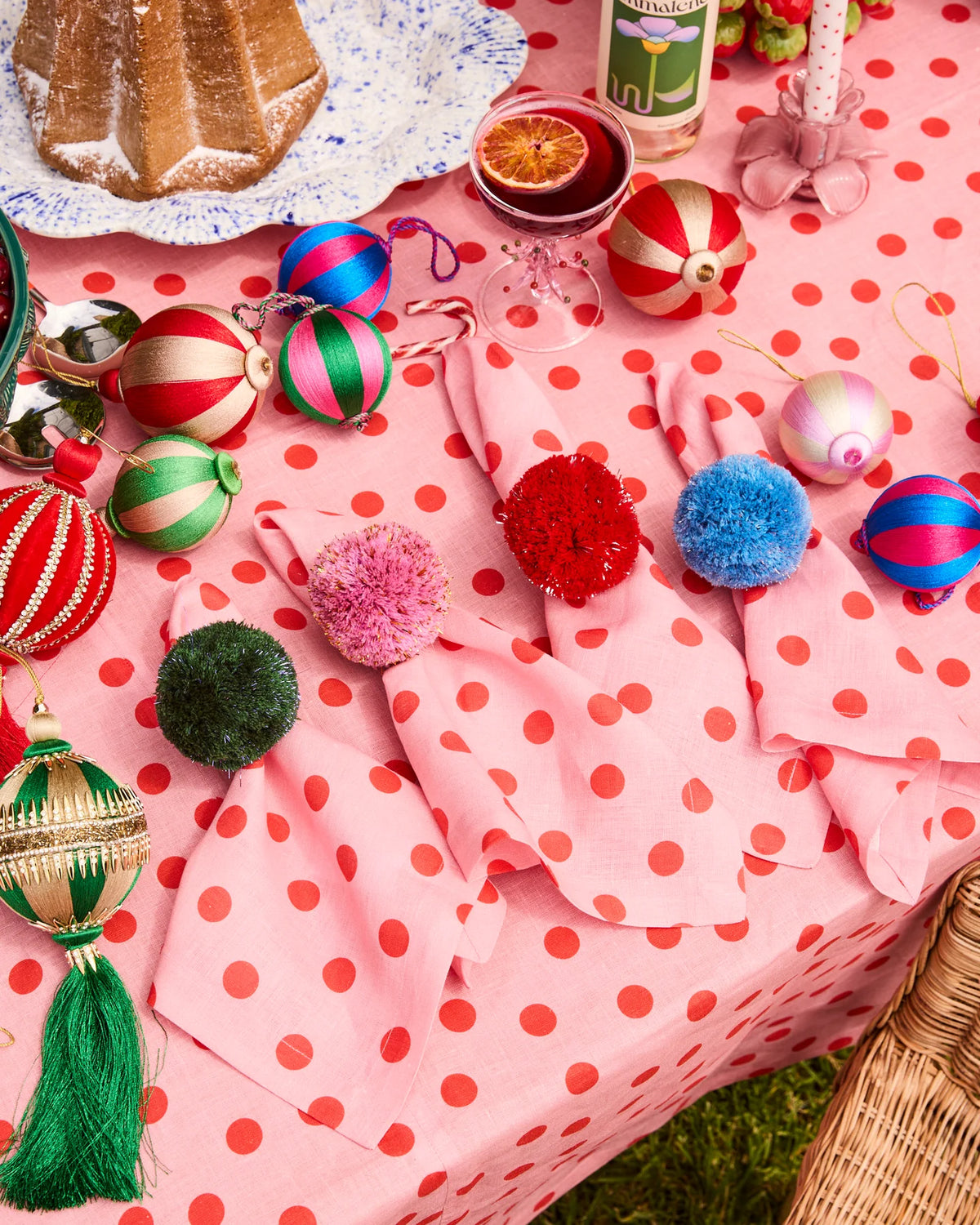 Polka Dot Pink 4P Napkin Set