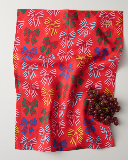 Festive Bow Tea Towel