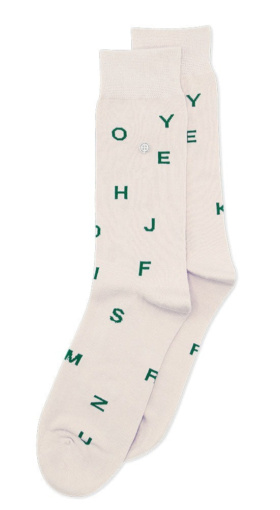 Letters Cream/Green Socks