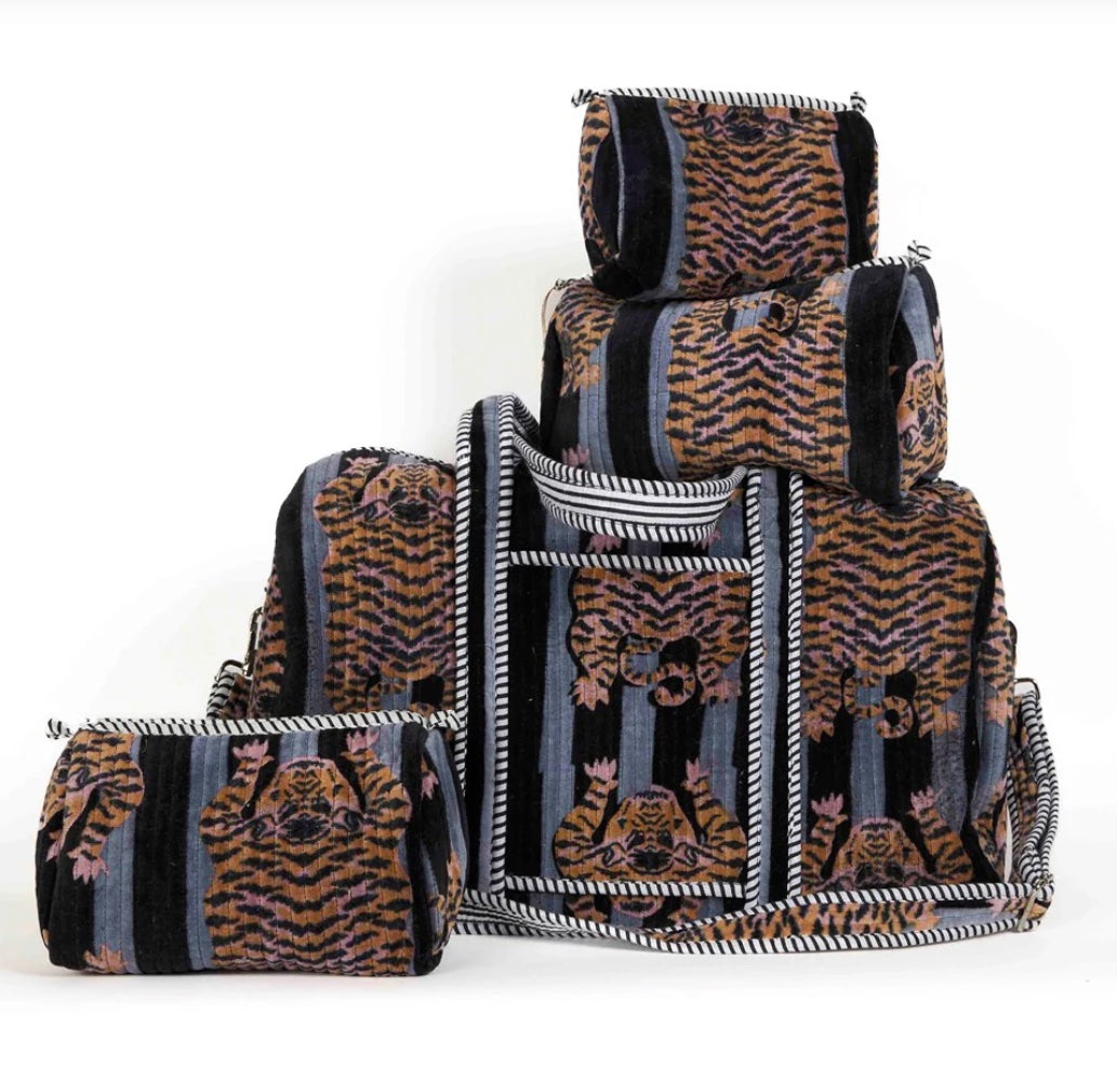 Velvet Weekender - Tiger Black Stripes
