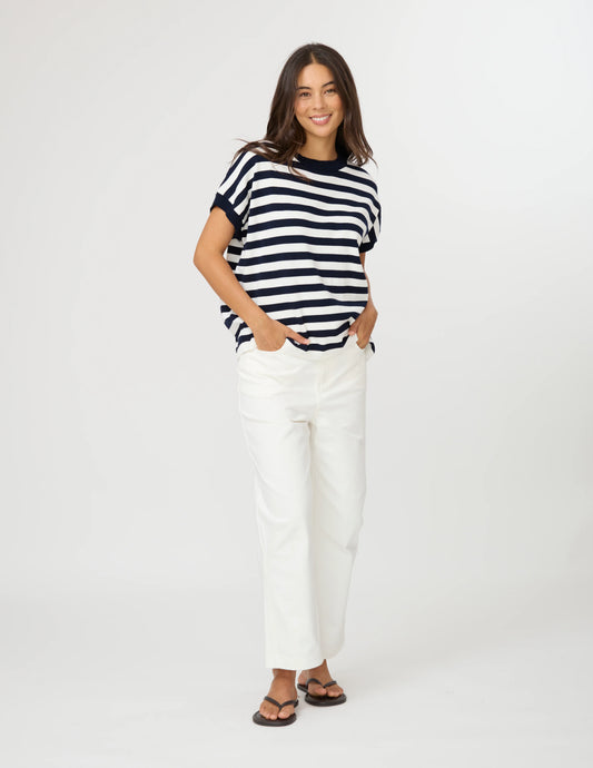 Gwen Tee - Milk/Midnight Stripe