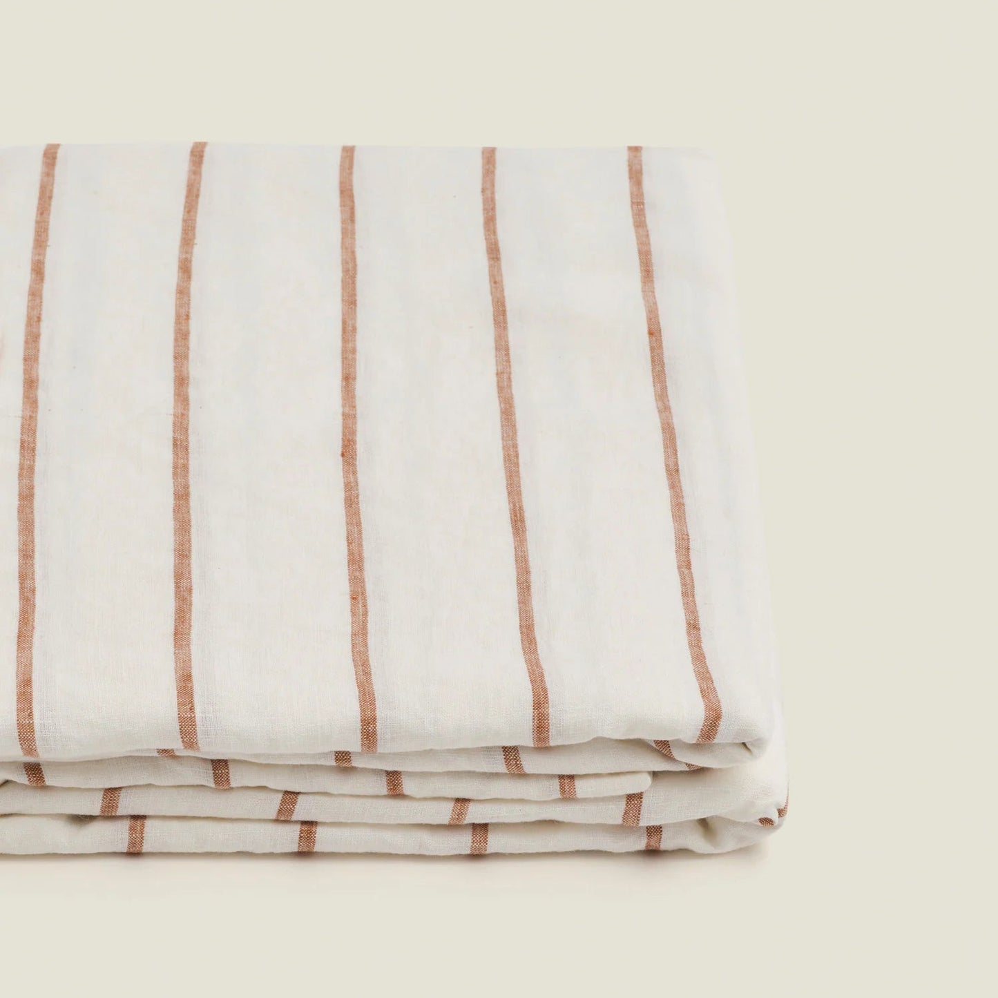 Tobacco Stripes Linen Tablecloth