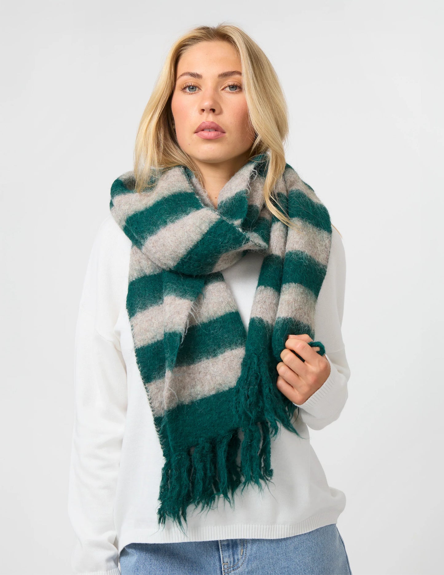 Scarf Stripes - Moss and Taupe