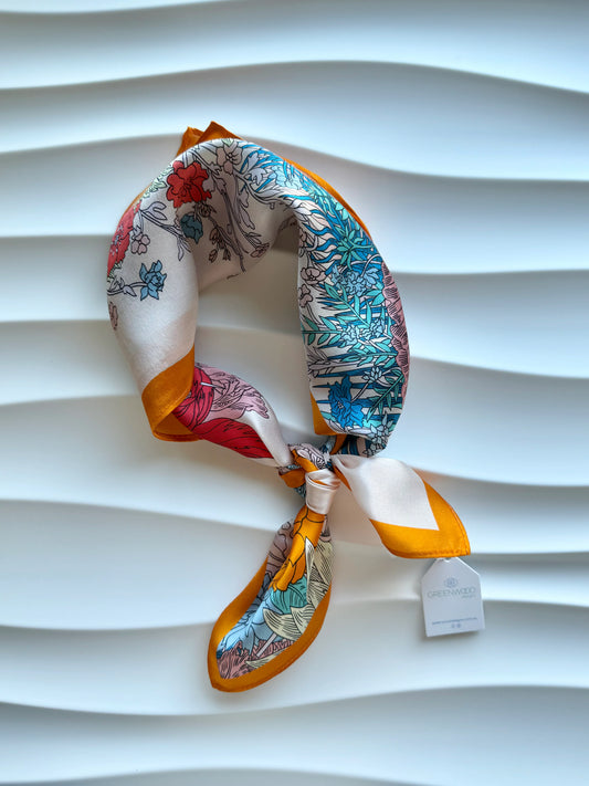 Silk Neck Scarf: FLORAL HORSE