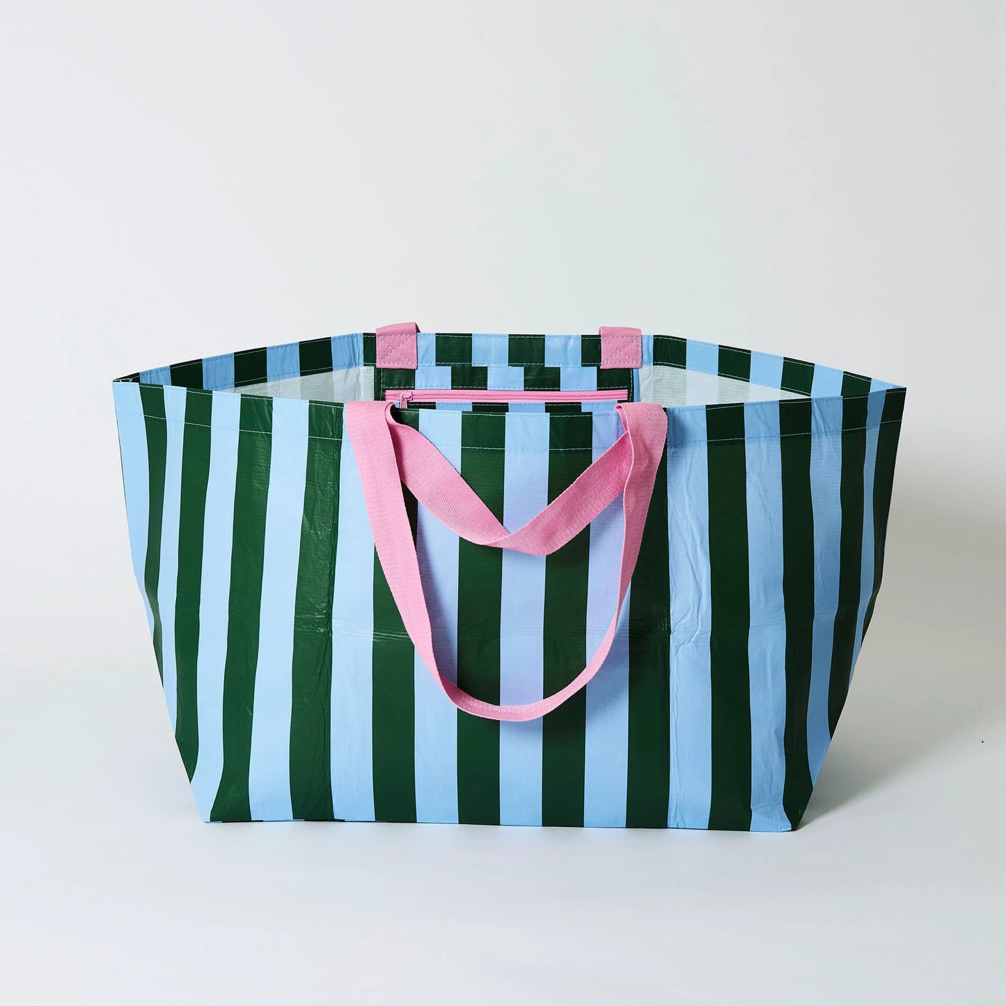 Green Blue Stripe Oversize Tote
