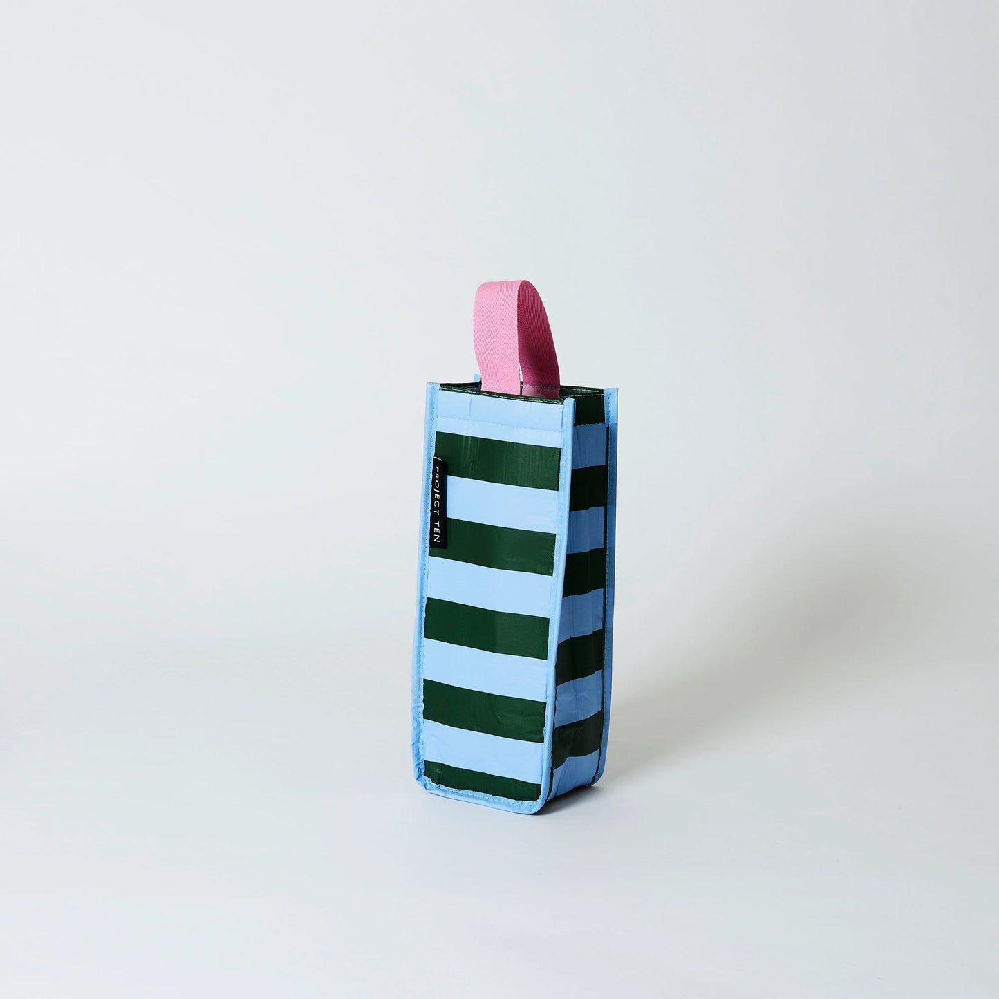 Green Blue Stripe Wine Bag