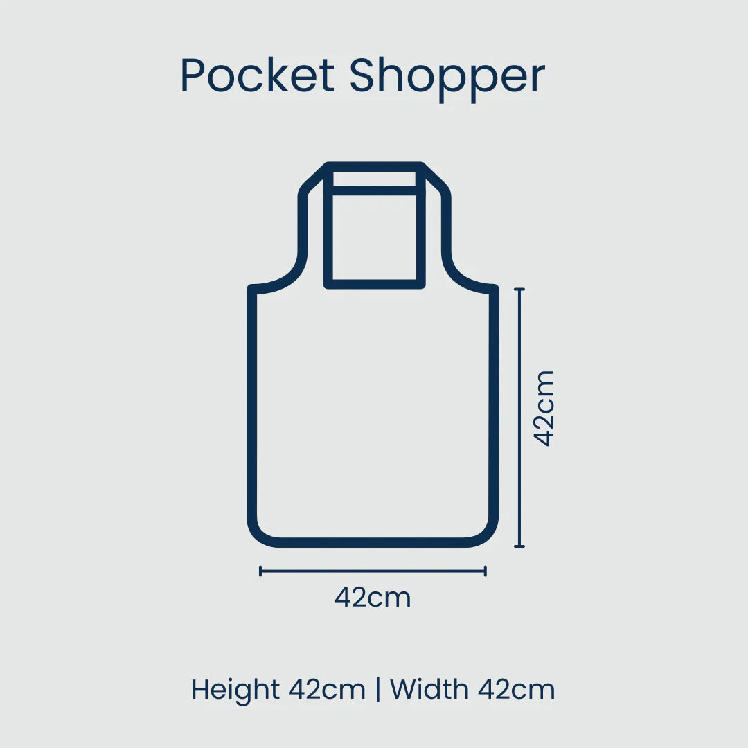 Red Blue Stripe Fold Up Pocket Shopper