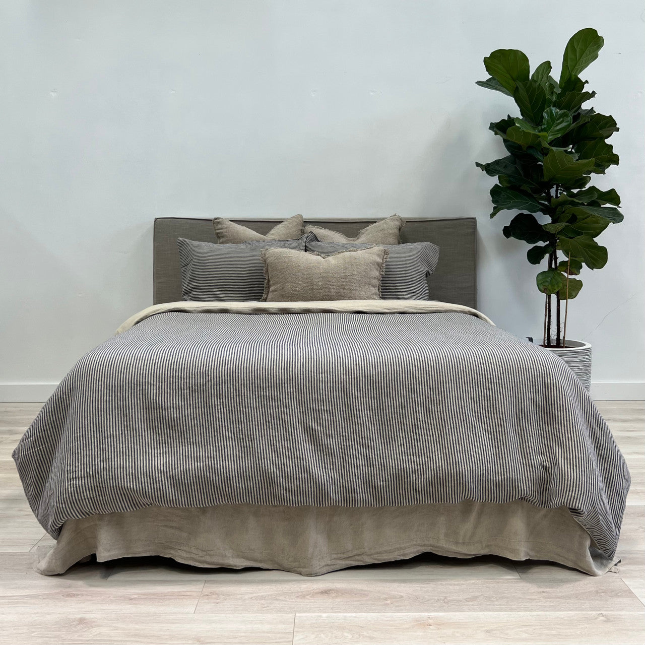 Blue Stripe Linen Quilt Cover