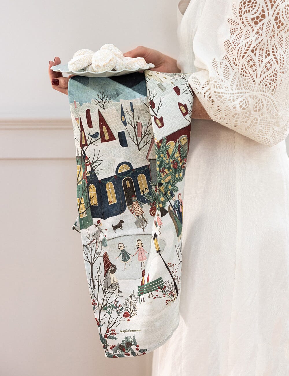The Christmas Village Linen Tea Towel