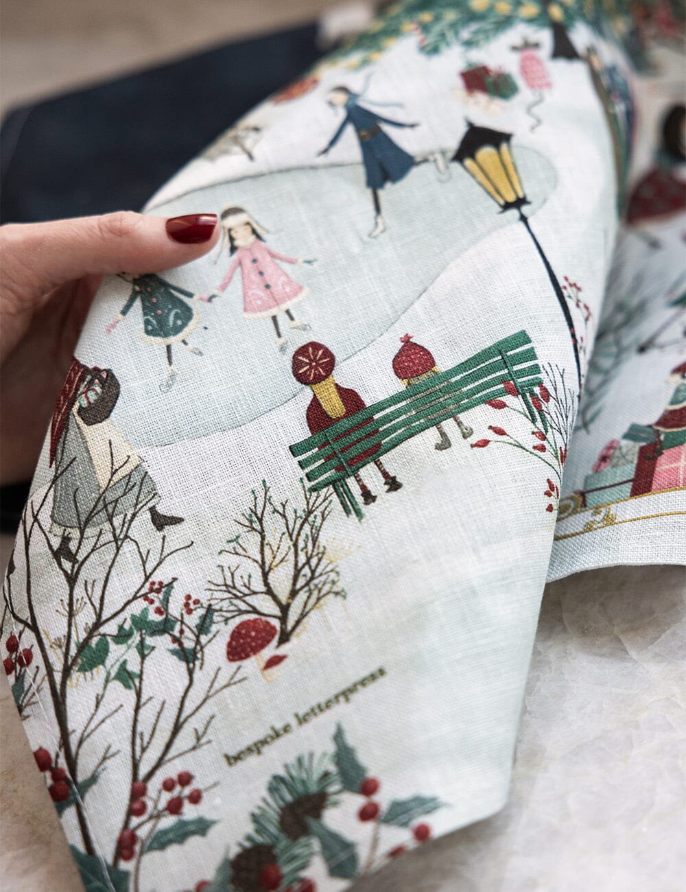 The Christmas Village Linen Tea Towel