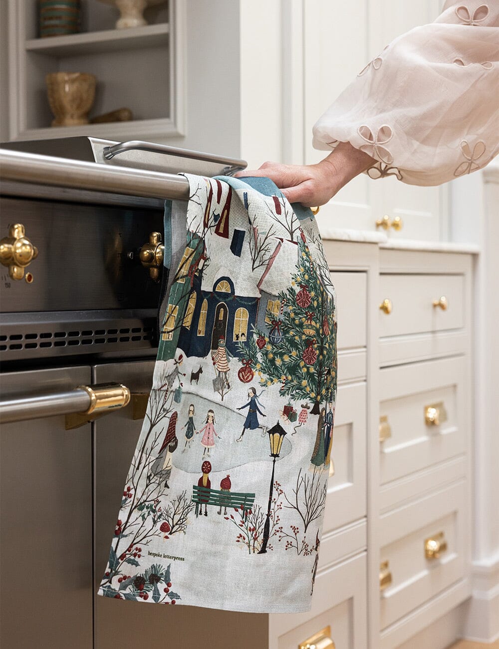 The Christmas Village Linen Tea Towel