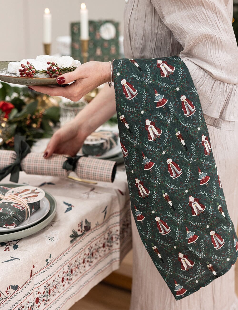 Mr & Mrs Claus Linen Tea Towel