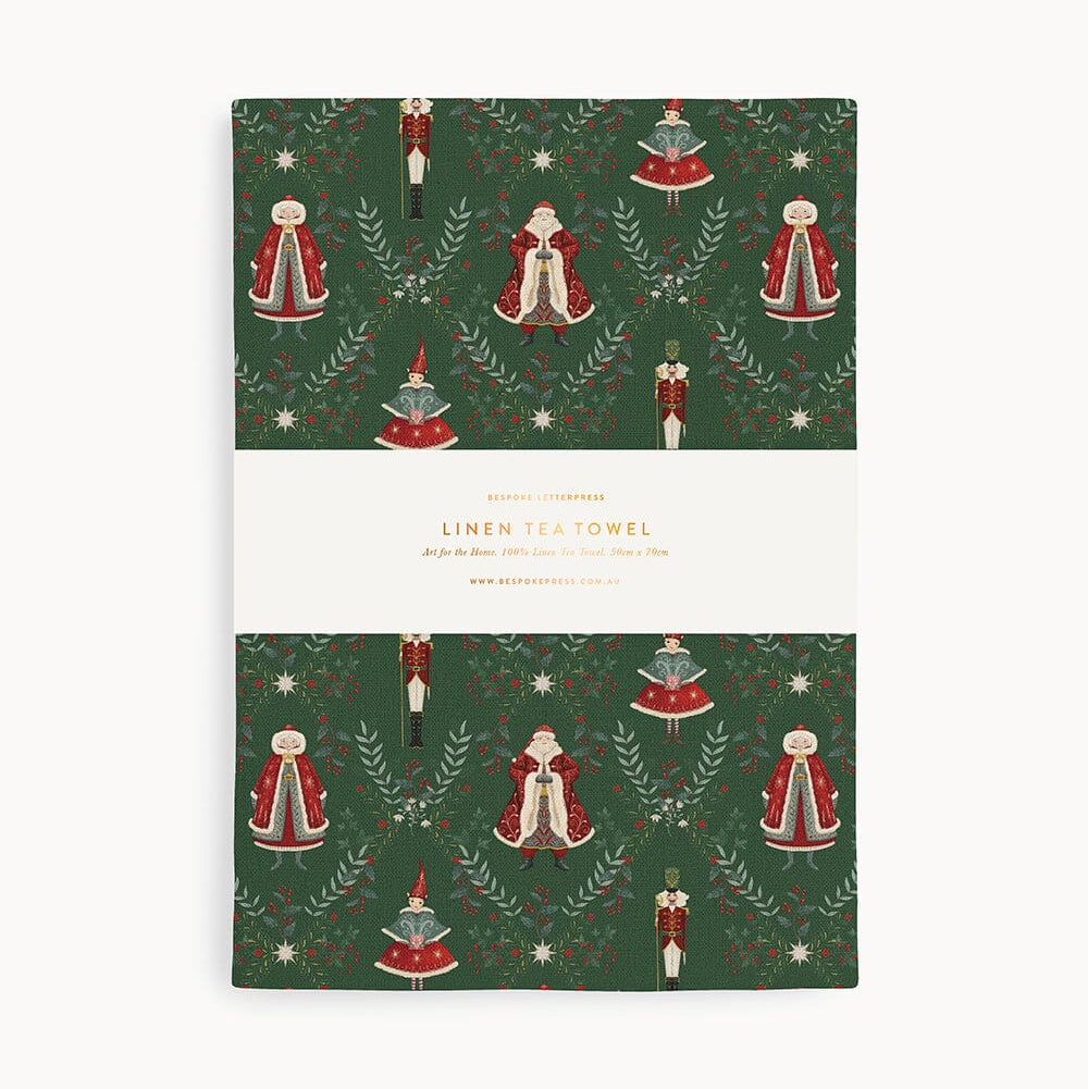 Mr & Mrs Claus Linen Tea Towel