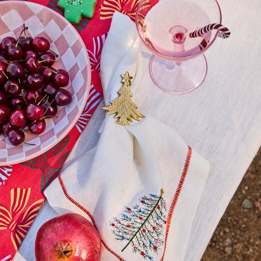 Oh Christmas Tree Brass Napkin Rings