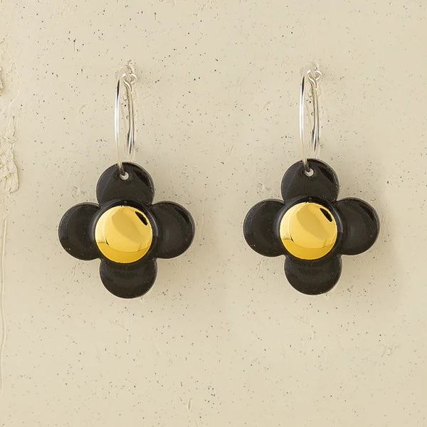 Flower Earrings Black