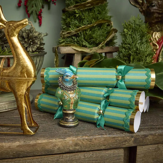 Verdant Green Striped Christmas Cracker