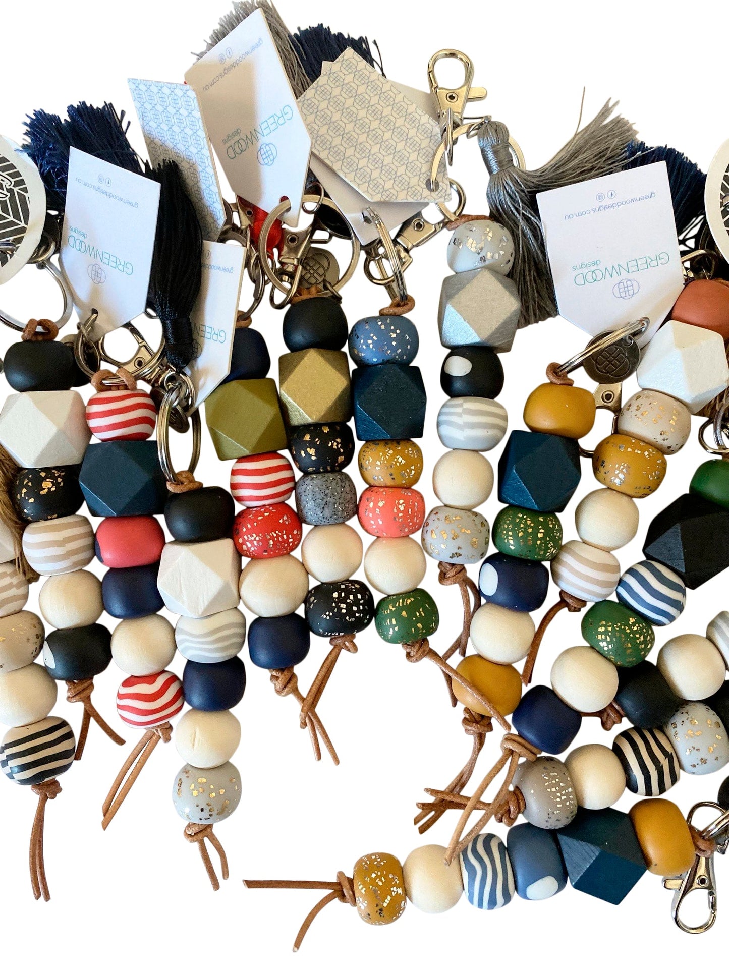 Neutral coloured wooden Keychain