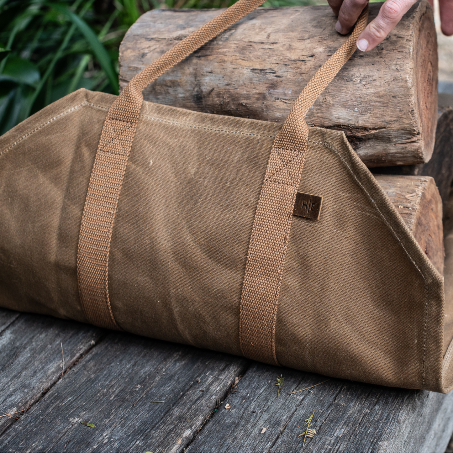 Waxed Canvas Wood Carrier