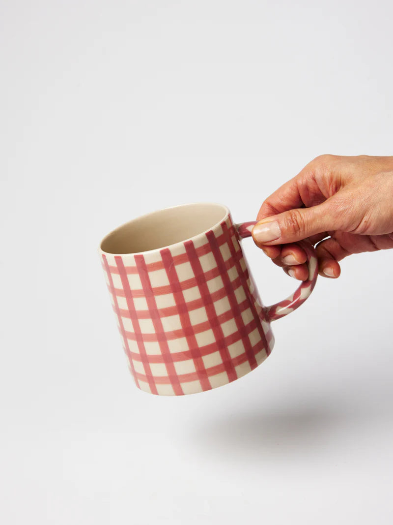 Larder Mug Pink Check