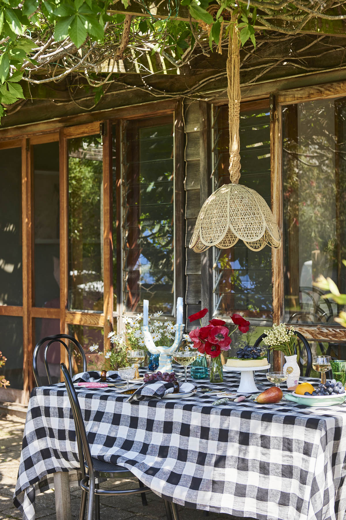 Staples Black & White Gingham Linen Tablecloth