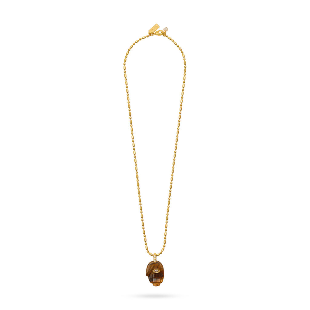 Protective Hand Pendant Necklace- Tiger’s Eye