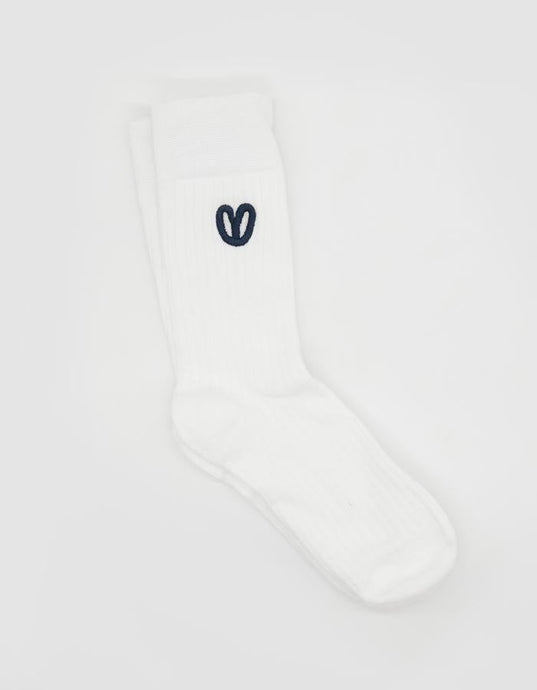 Cream with Black embroidered heart sock