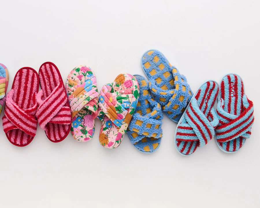 Ocean Shores Check Sherpa Slippers