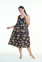 Load image into Gallery viewer, Arabella Black with Florals V-Neck Nightie