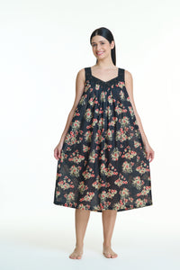 Arabella Black with Florals V-Neck Nightie