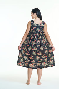 Arabella Black with Florals V-Neck Nightie