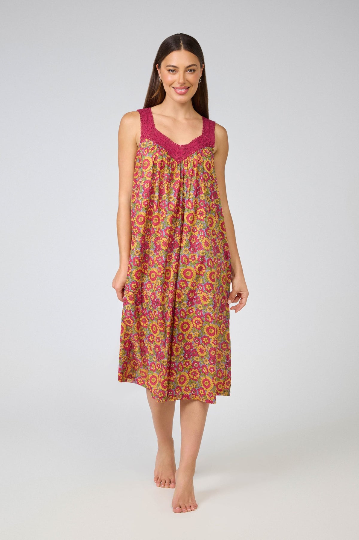 Arabella Sunflowers Lace V-Neck Nightie