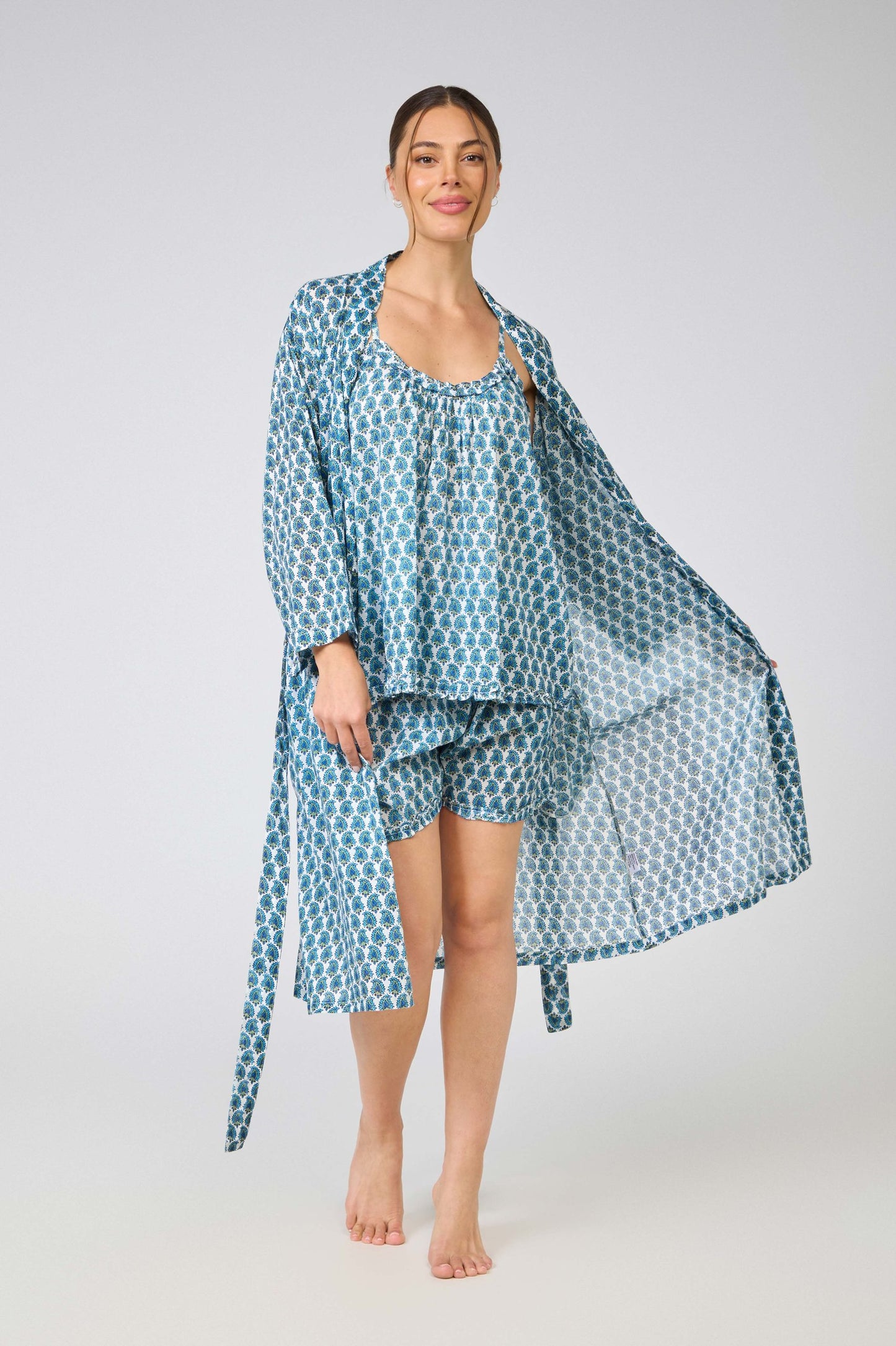 Arabella Dressing Gown Blue Paisley
