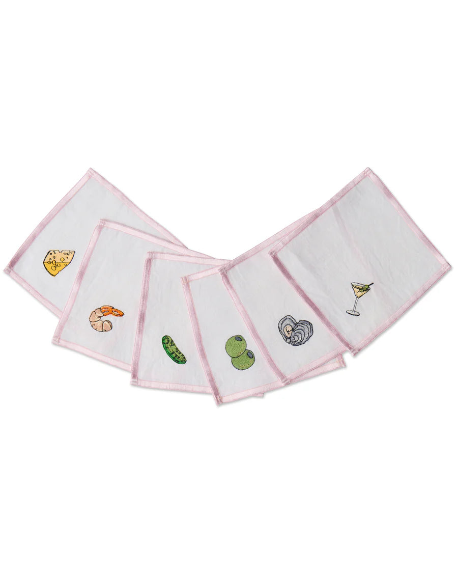 Aperitivo Embroidered 6p Cocktail Napkin Set