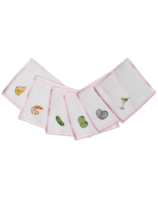 Aperitivo Embroidered 6p Cocktail Napkin Set