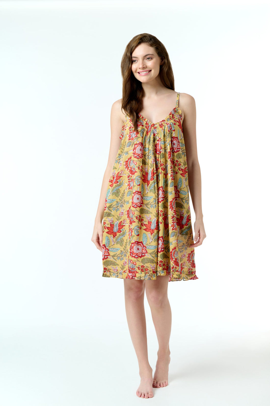 Arabella Mustard Florals Short Nightie