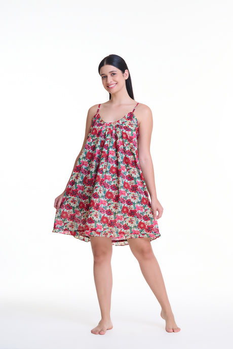 Arabella Red & Pink Floral Short Nightie