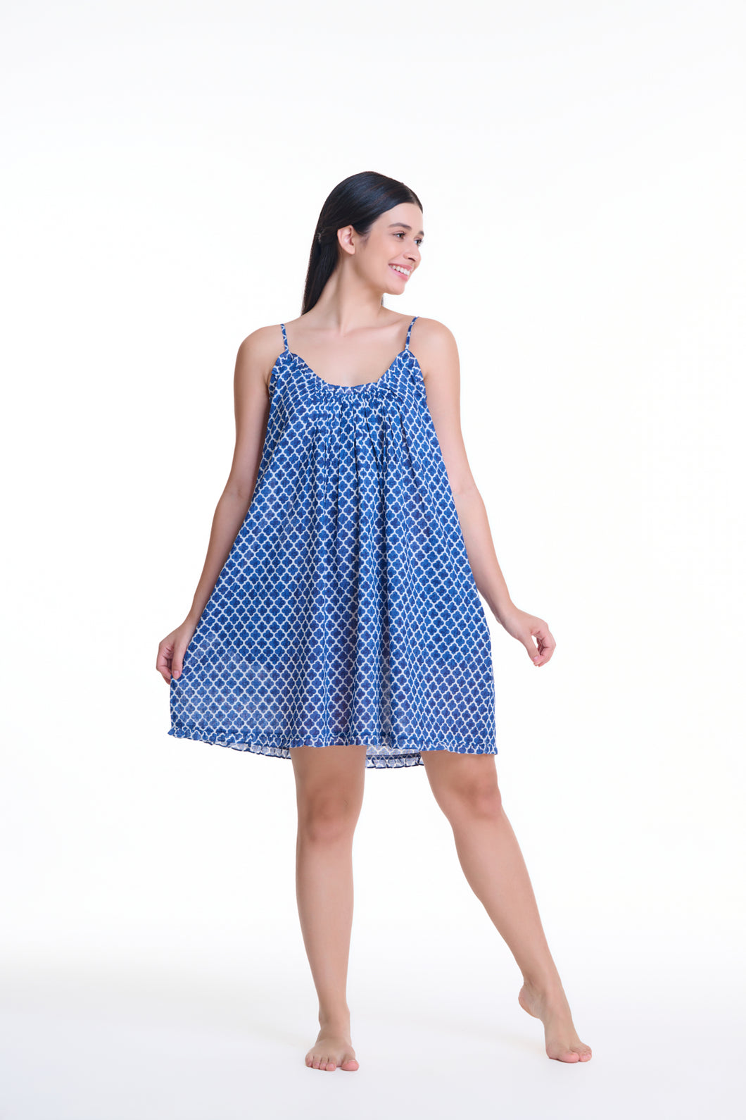 Arabella Blue Geometric Short Nightie