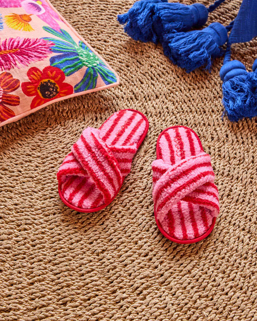 Candy Stripe Sherpa Slippers
