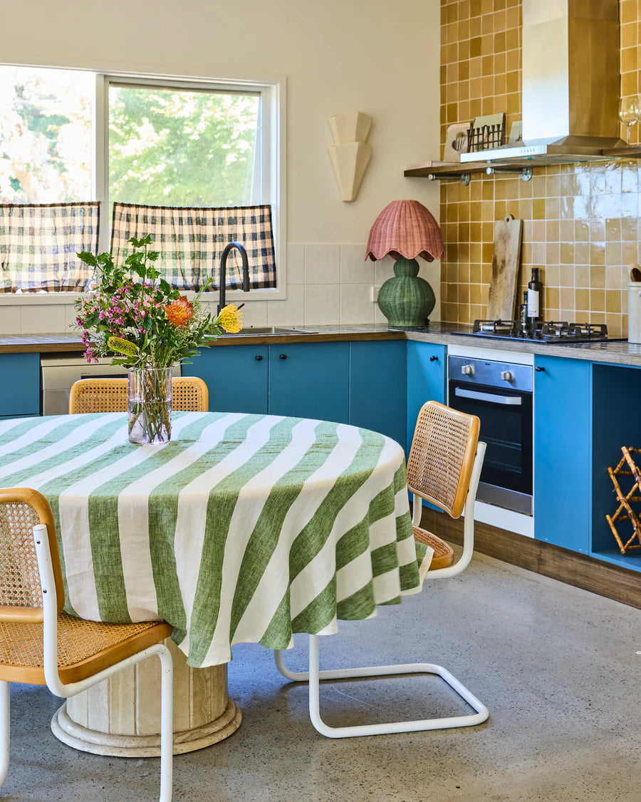 Moss Stripe Tablecloth Round