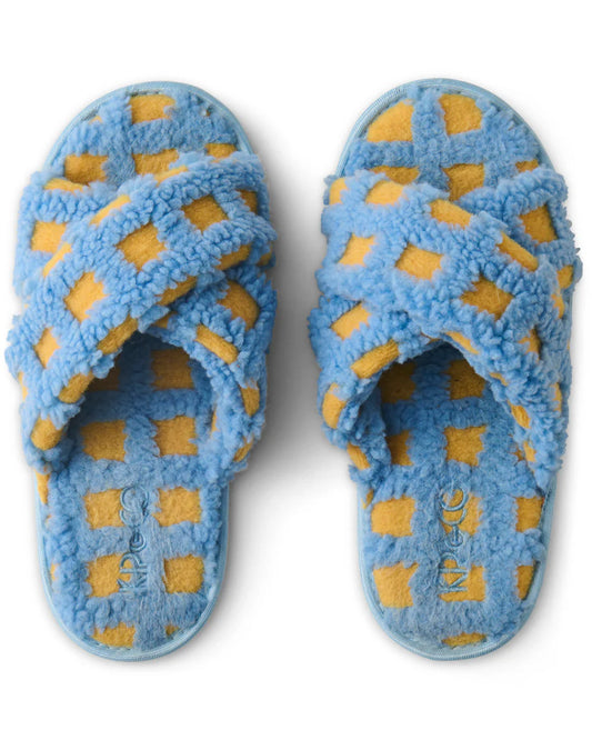 Ocean Shores Check Sherpa Slippers