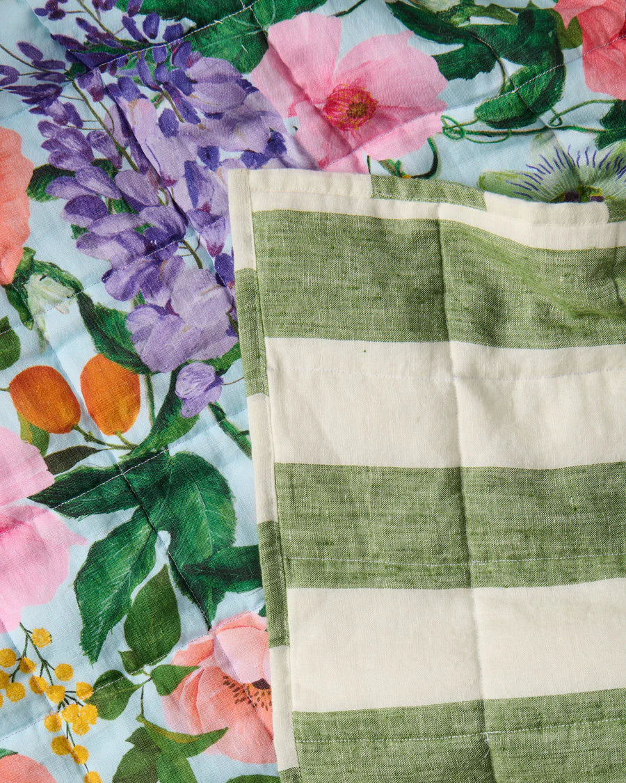 Spring in the Air Reversible Linen Quilted Pillowcase Set