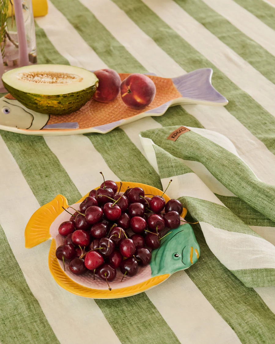 Moss Stripe Tablecloth Round