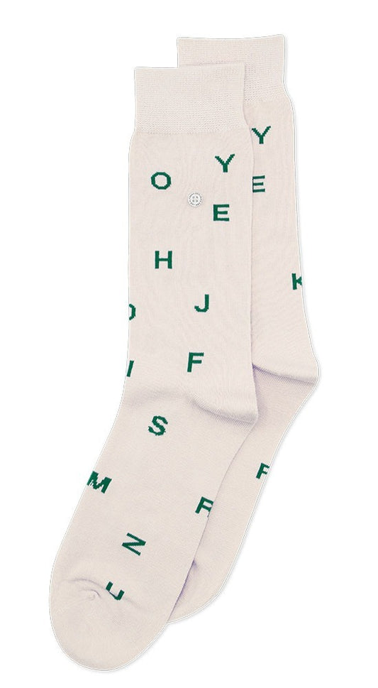 Letters Cream/Green Socks