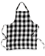 Load image into Gallery viewer, Black &amp; White Gingham Linen Apron