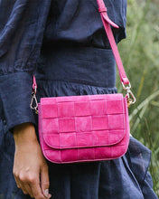 Load image into Gallery viewer, Clara Weave Crossbody Hot Pink Suede