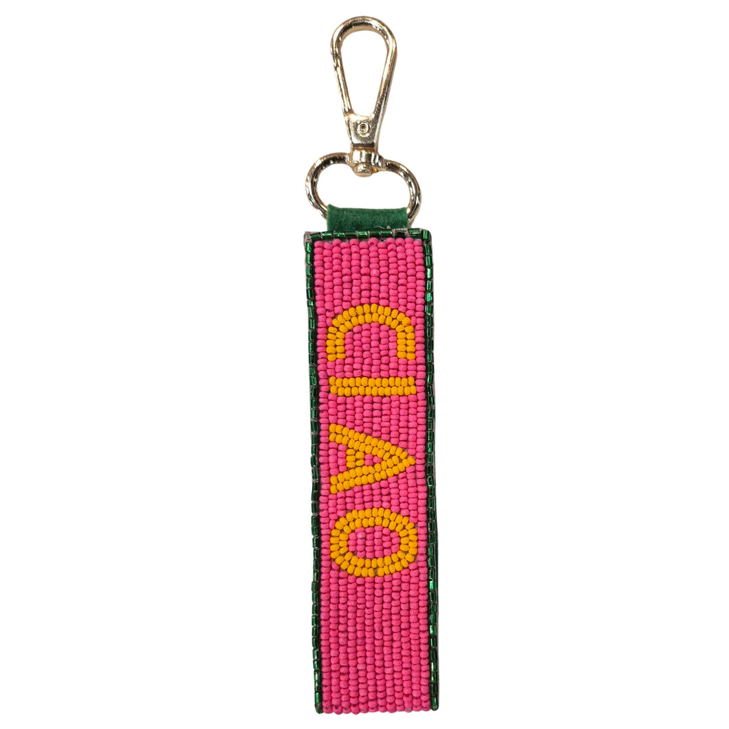 Ciao + Bella Pink, Orange & Green Beaded Keychain