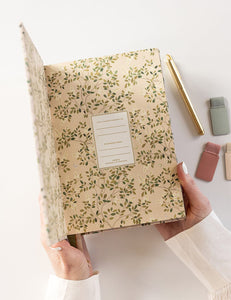 2025 Desktop Linen Bound Planner - WhiteBlossoms