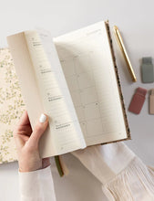 Load image into Gallery viewer, 2025 Desktop Linen Bound Planner - WhiteBlossoms