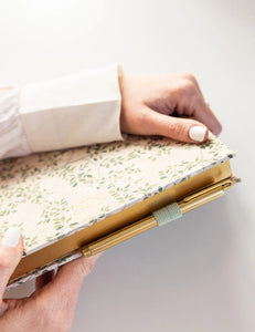 2025 Desktop Linen Bound Planner - WhiteBlossoms